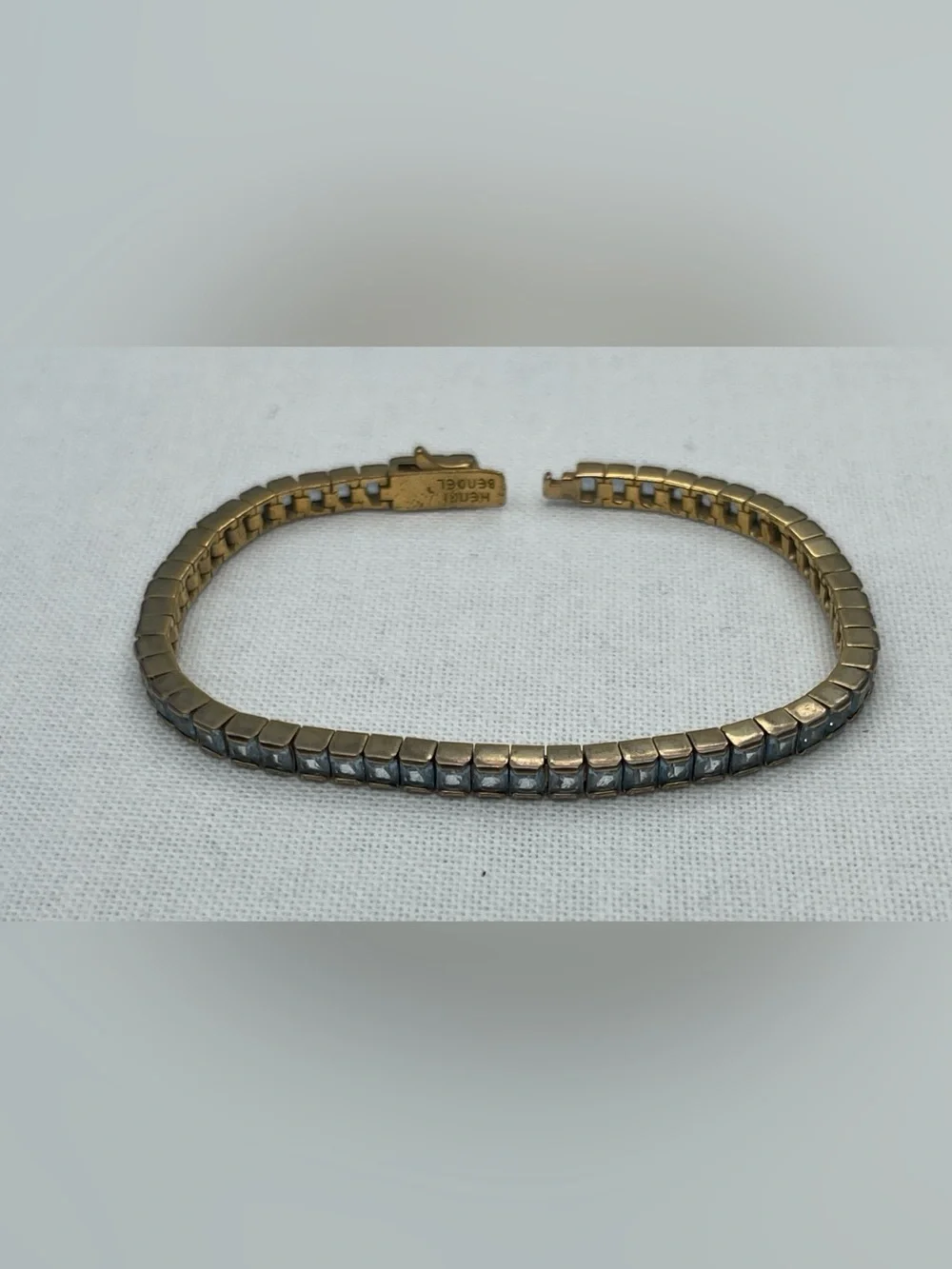 henri bendel Tennis Gold-Tone Bracelet with Light Blue Stones